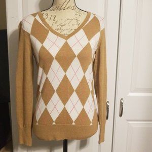 Tommy Hilfiger argyle tan white pink sweater